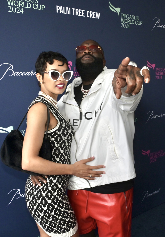 Cristina Mackey and Rick Ross at Pegasus World Cup 2024 at Gulfstream Park