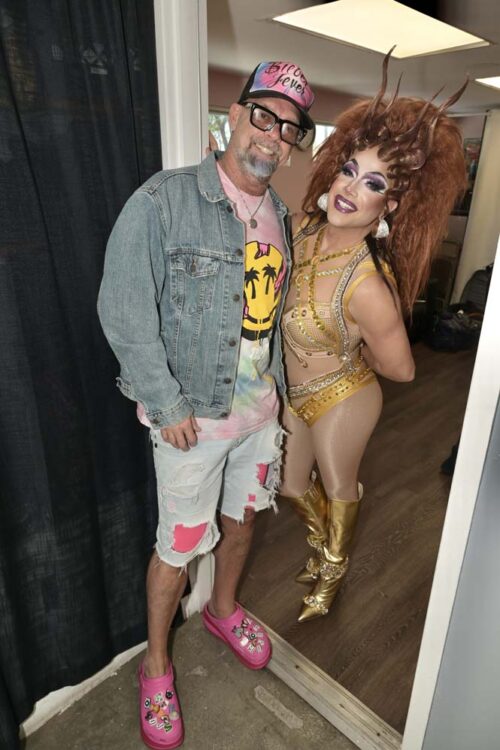 DJ Jody McDonald and host MC Athena Dion at the South Beach Wine & Food Festival Absolut Drag Brunch at the Miami Beach Bandshell
