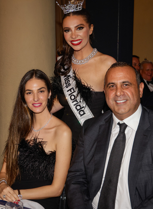 Emina and Sam Nazarian with Miss Florida Juliette Valle