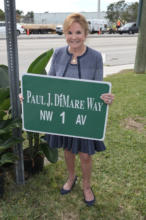 Swanee DiMare at the street naming ceremony for Paul DiMare in Florida City