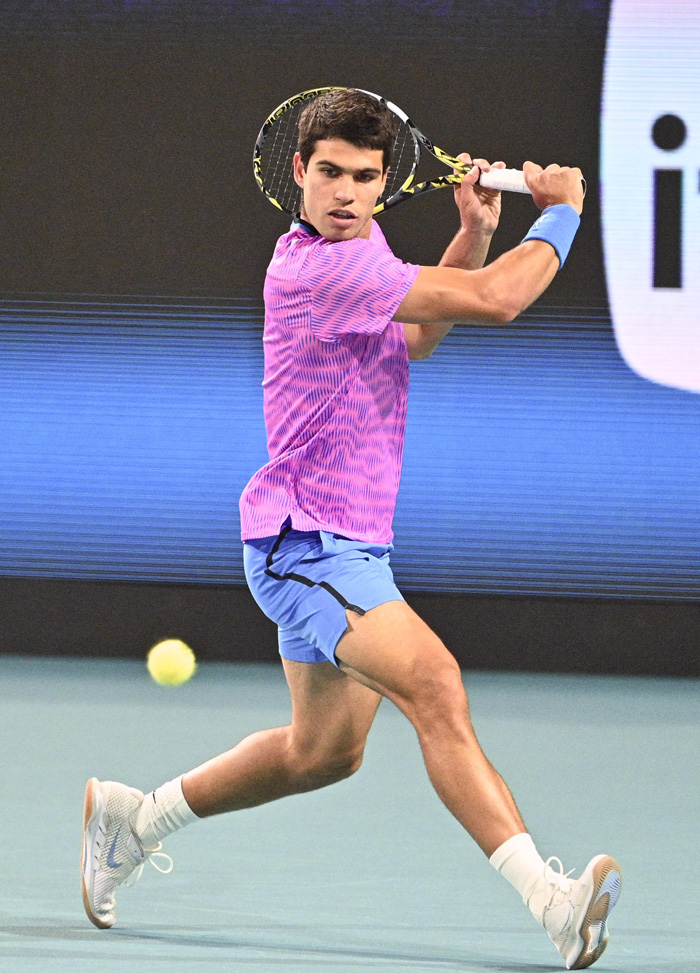 ATP number one player in the world Carlos Alcaraz at the 2024 Miami Open presented by Itau at the Hard Rock Stadium