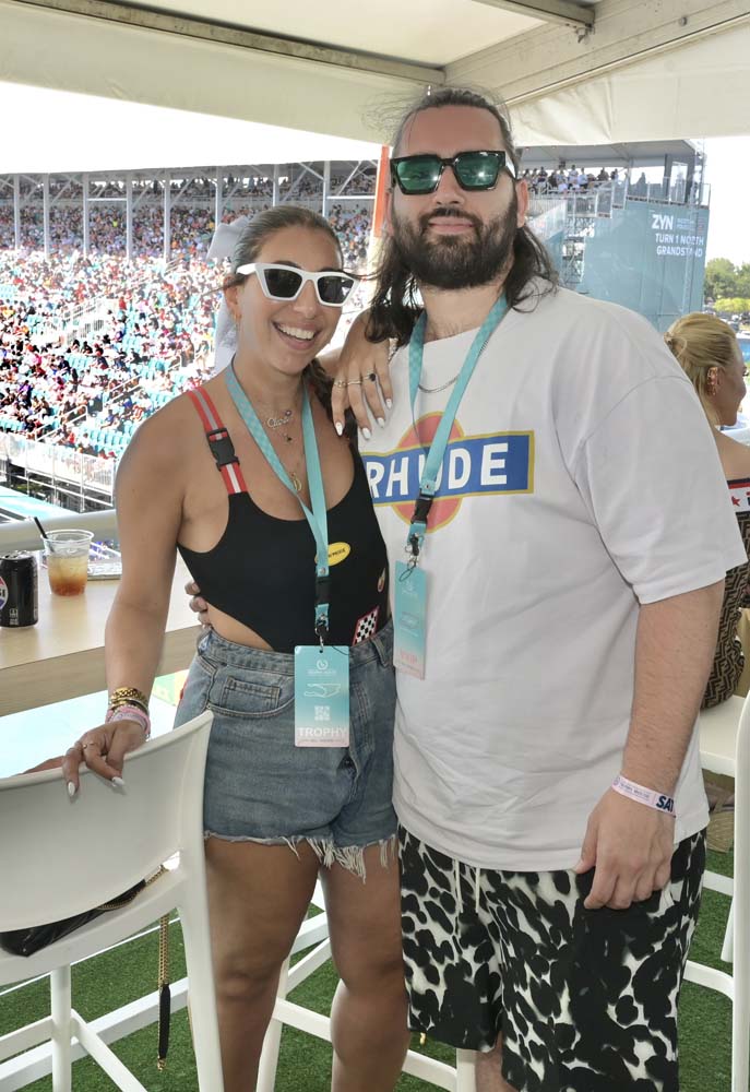 Clara Pablo and  Pepe Zozaya at the Trophy House at F1 Miami at the Hard Rock Stadium