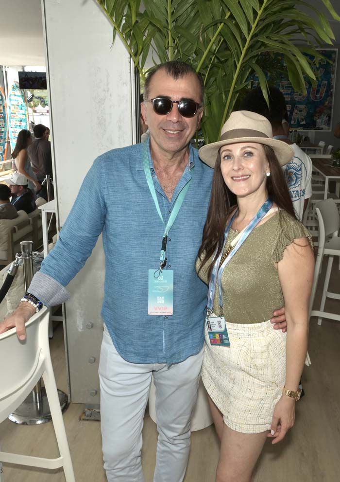 Ali Tabbara and Susanne Birbragher at the Trophy House at F1 Miami at the Hard Rock Stadium