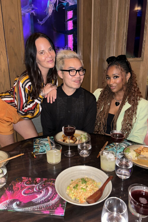 Erin Newberg, Tim Chan, and Ria Michelle at the summer cocktail tasting dinner at Sexy Fish in Brickell