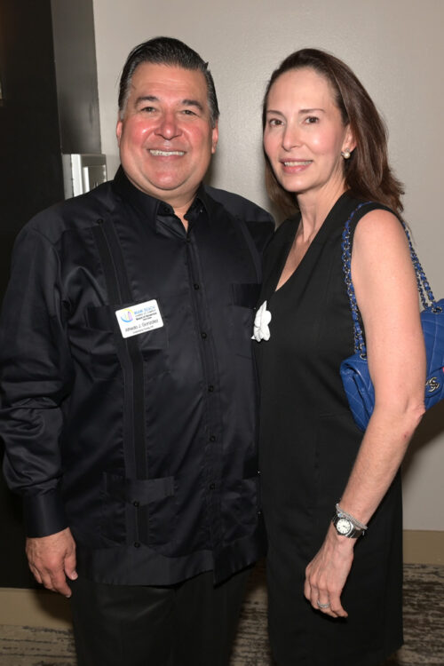 Alfredo J Gonzalez and Mariacelia Blandon at the Miami Beach Chamber of Commerce Badass Women's luncheon at Jungle Island