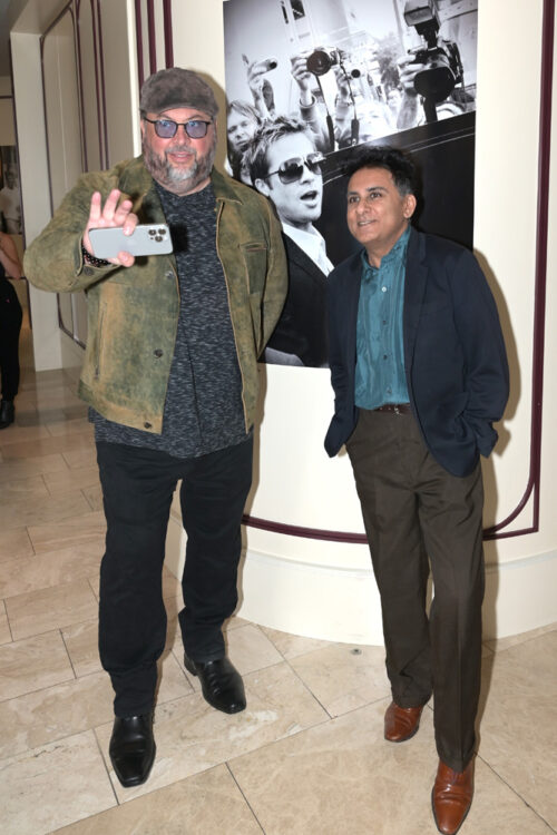 Famed photographer Lou D and Shinan Govani at the Pressman Film party at the TIFF Flashback gallery by Lou D at Abrielle inside The Sutton Place Hotel