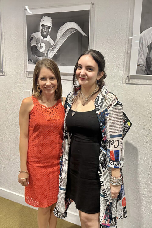 Sandy Rodriguez and Angeles Parada at the 100 years of Jai-Alai exhibit at HistoryMiami museum