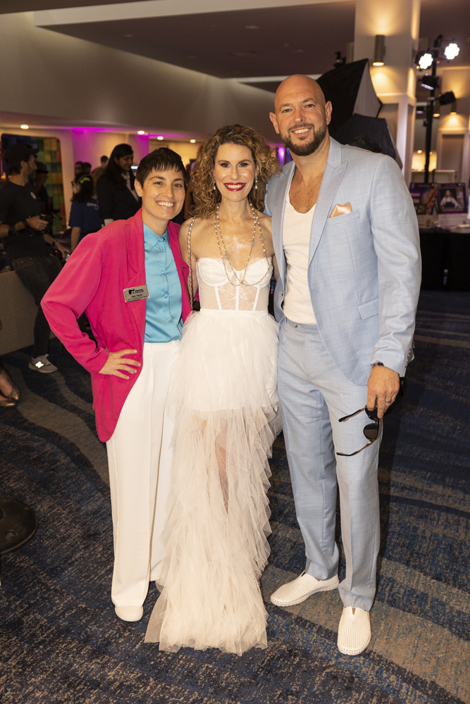 Brax Tinkler, Sarah Feil Lewin, and Chad Bernstein at the Guitars Over Guns Choose Your Sound Forever Young 80's Gala at the Downtown Miami Hilton