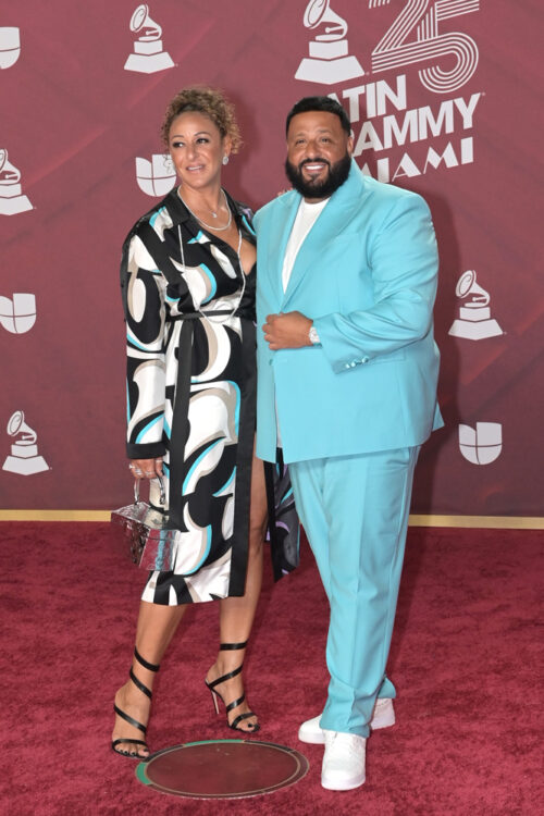 DJ Khaled and wife Nicole Tuck at the 25th Latin Grammy awards at the Kaseya Center