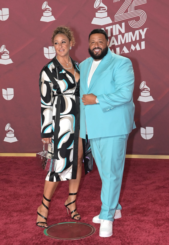 DJ Khaled and wife Nicole Tuck at the 25th Latin Grammy awards at the Kaseya Center