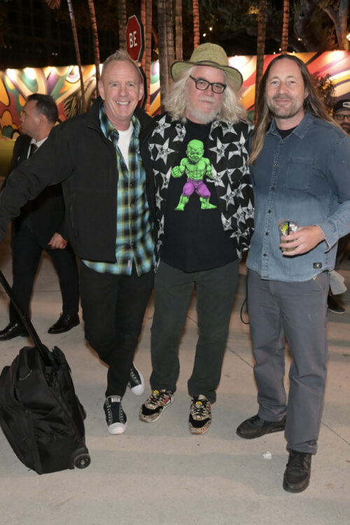 Fat Boy Slim, Ron English, and The London Police at the opening party for Wynwood Walls during Miami Art Week