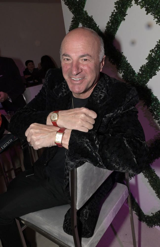 Shark Tank's Kevin O'Leary poses with his watches at VIP opening of ART Miami