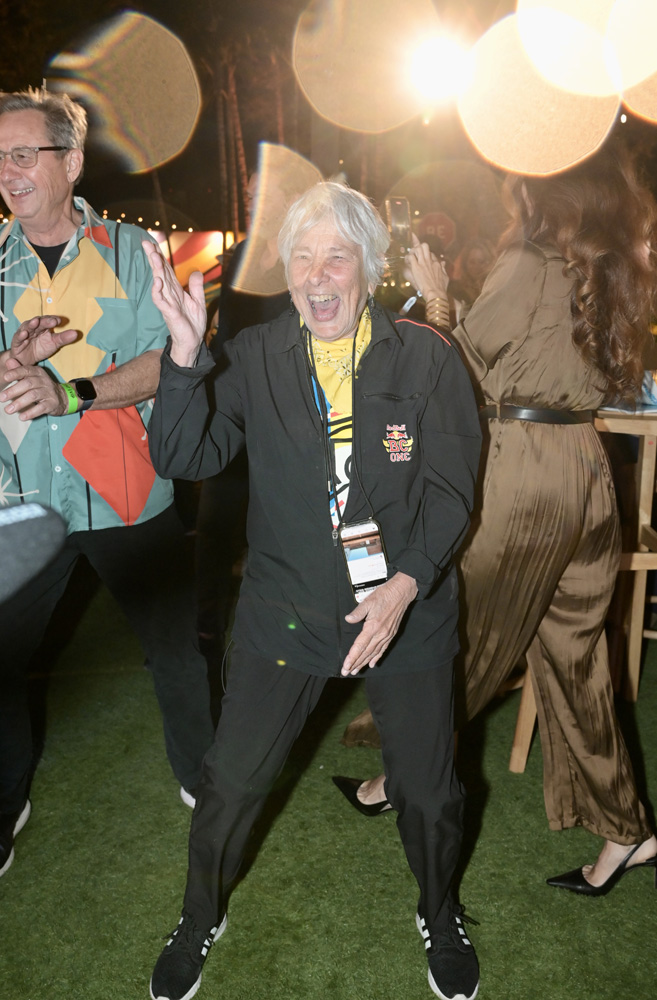 The legendary photographer Martha Cooper dancing at the opening party for Wynwood Walls during Miami Art Week