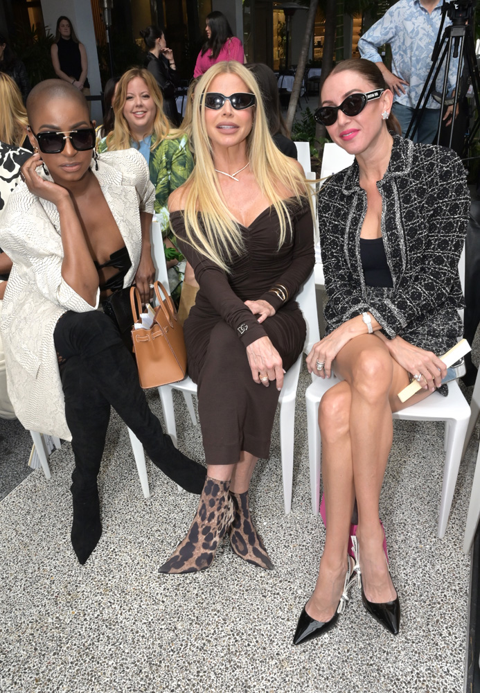 Guerdy Abraira, Alexia Nepola, and Christy Martin at the Pegasus "Off to the Races" Neiman Marcus fashion show and luncheon to benefit Style Saves at Bal Harbour Shops