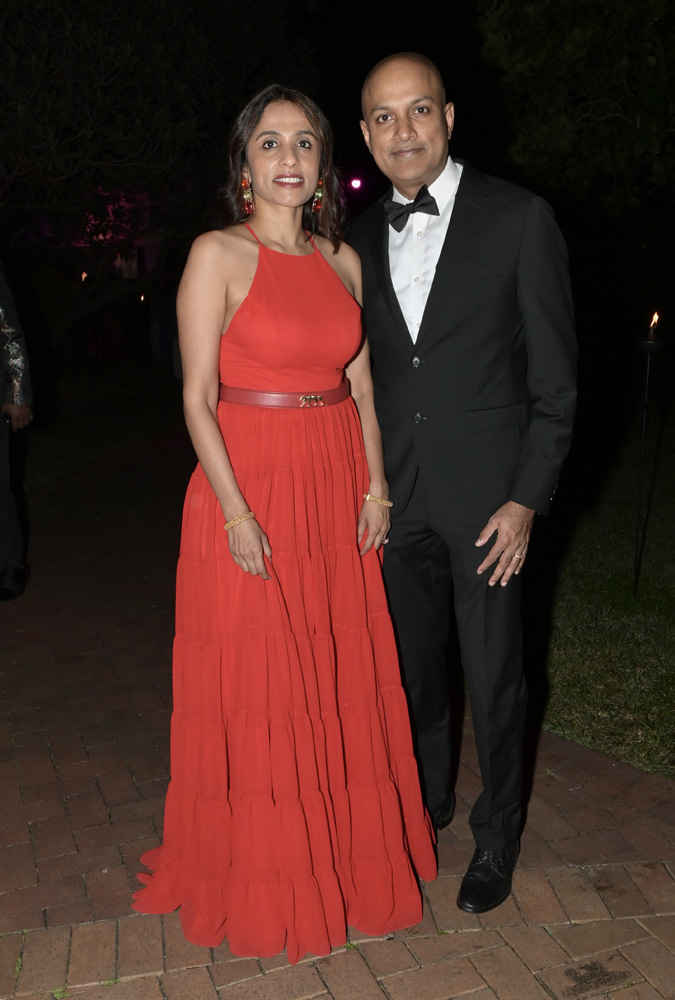 Hari Natarajan and Prithi ramakrishnan at the 2025 Gala in the Garden at Fairchild Gardens